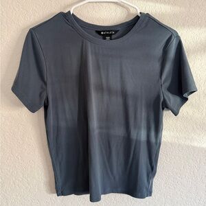 M Athleta Women's lake blue grey ribbed Short Sleeve Tee